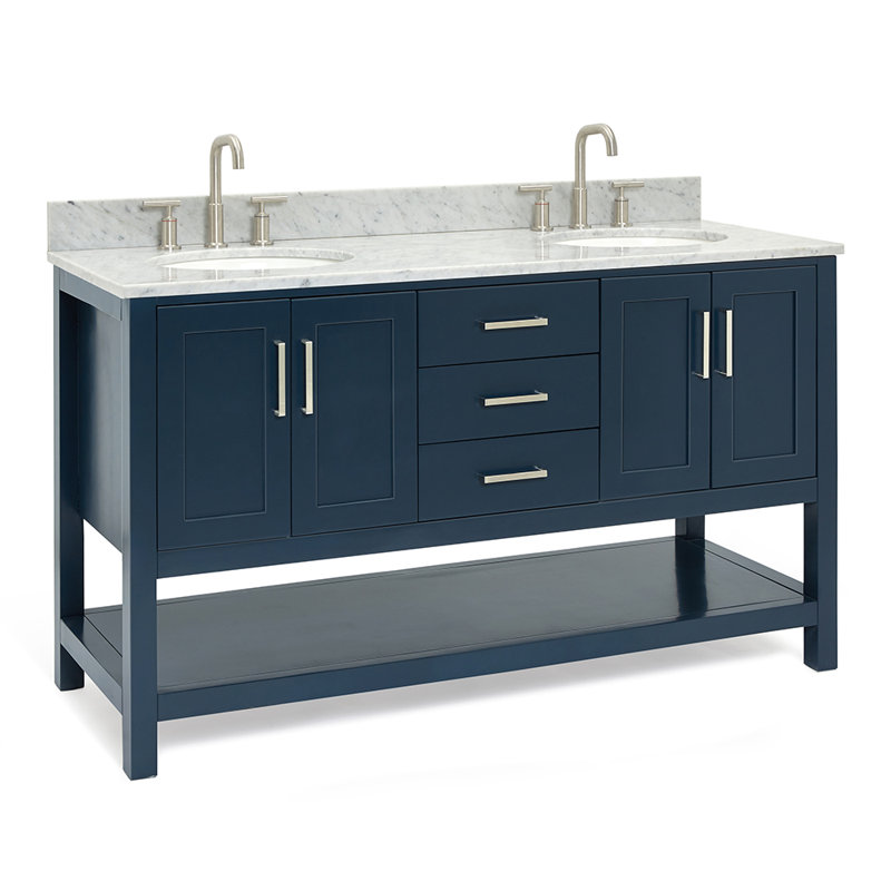 Magnolia Bath Vanity Rectangular Basin S073DCW2R, Oval, White, 61"