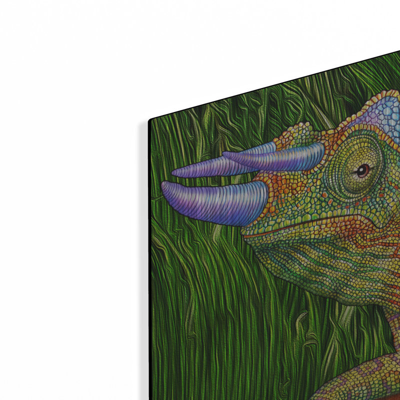  «Chameleon with Horns» par Tim Jeffs, art mural en métal, 36 po x 24 po