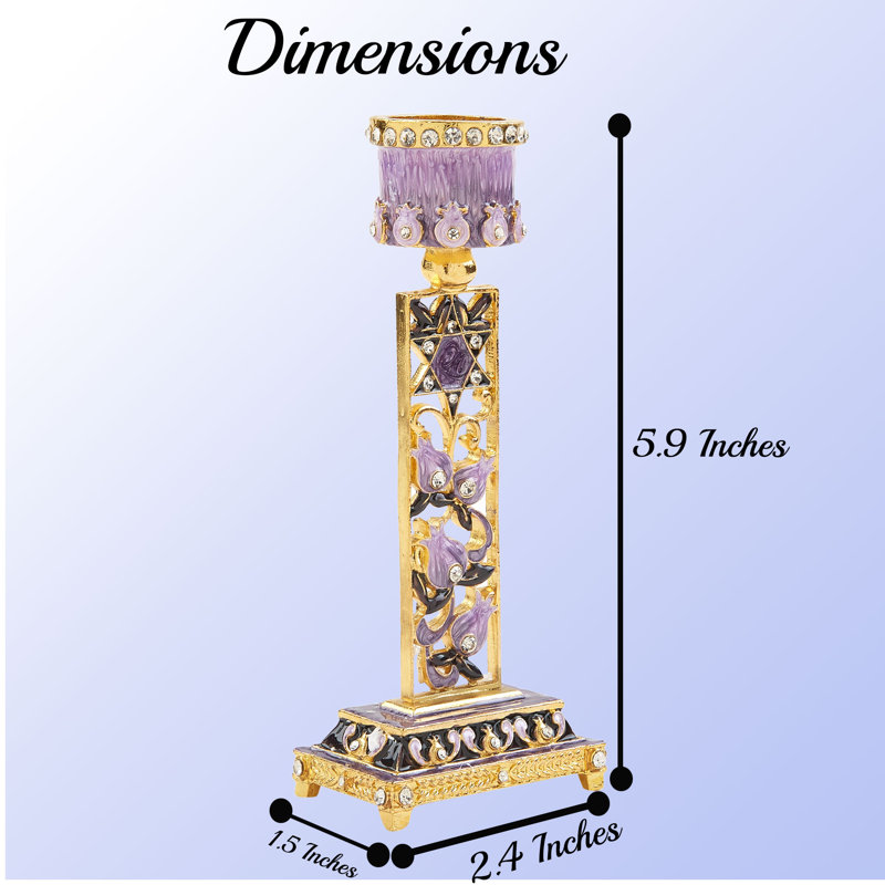 5.9'' H Pewter Tabletop Candlestick, Purple
