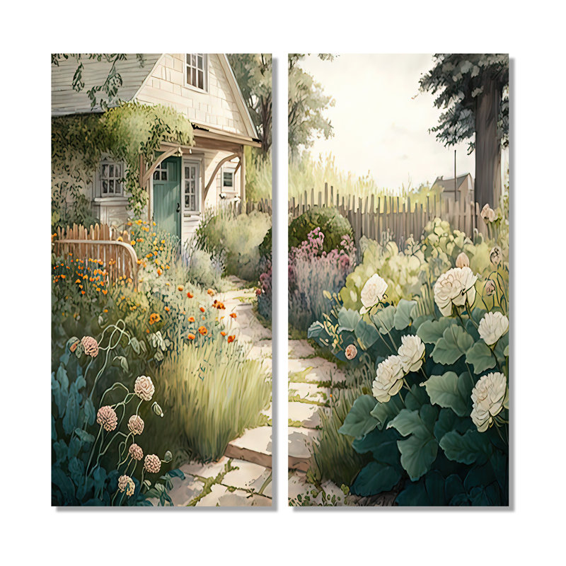 "Fresh Garden At The Country III" - Paysages, ferme, art mural 2 pièces, 32'' H x 32'' W, Wrapped Canvas, Does Not Apply
