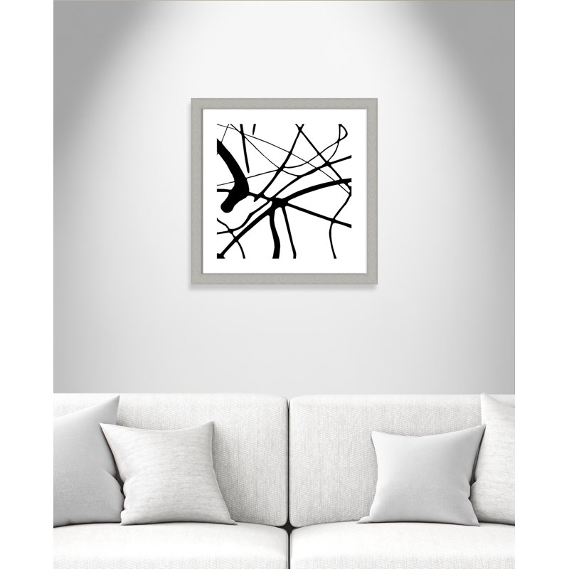 Intersection I - peinture encadrée, H 25 po x l 25 po x P 1,25 po, Encadrement argent brossé