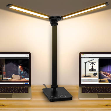 Wooden Desk LED Lamp/USB Charger Flexible Goose Neck Study Table Lamp