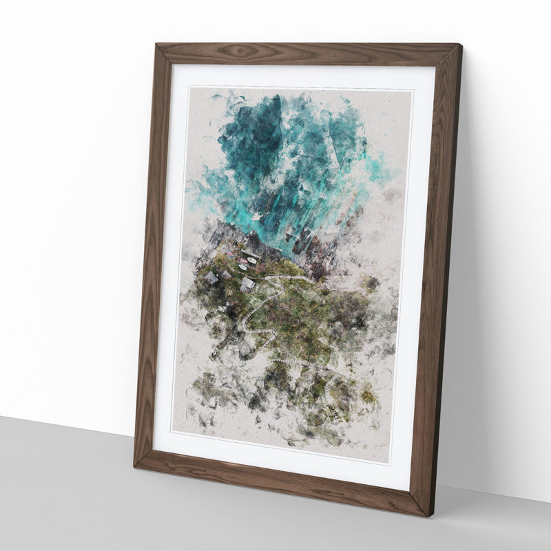 High Above Asturias in Spain - Picture Frame Graphic Art, 65cm H x 48cm W x 2cm D, Walnut Framed