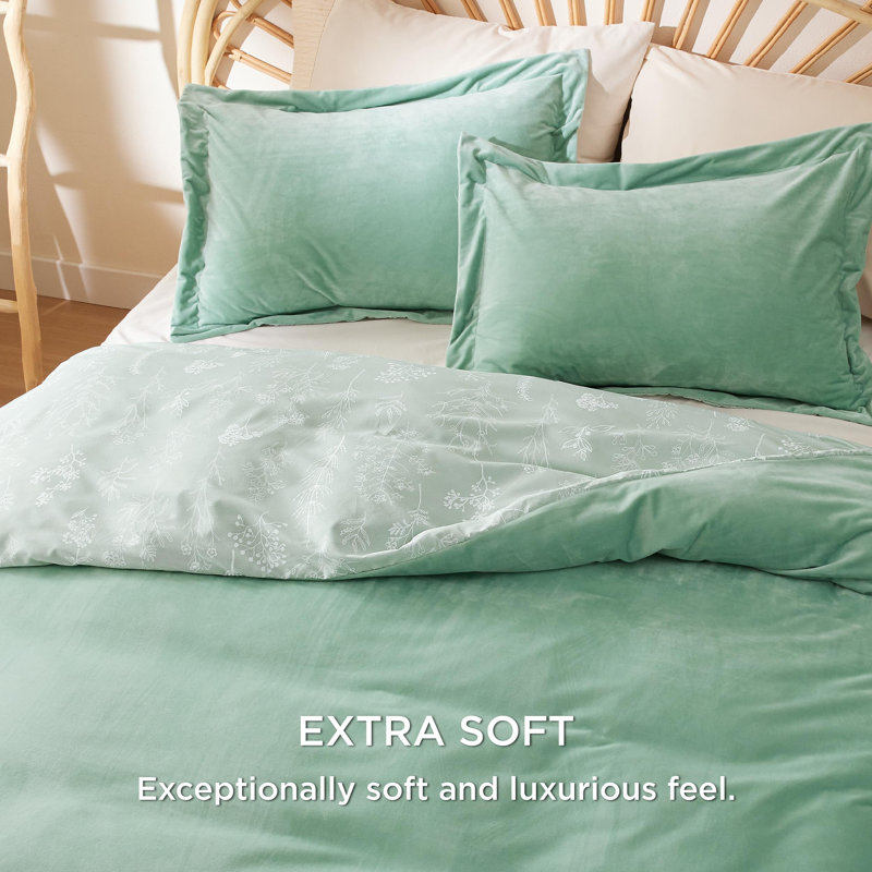 Bedsure Flannel Velvet Duvet Cover, Queen Duvet Cover