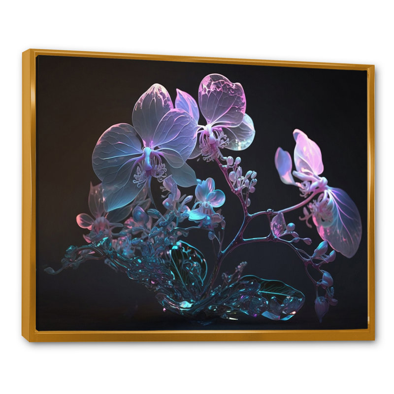 «Blossoming White Orchid», reproduction sur toile, L 20 po x H 12 po, Cadre flottant doré