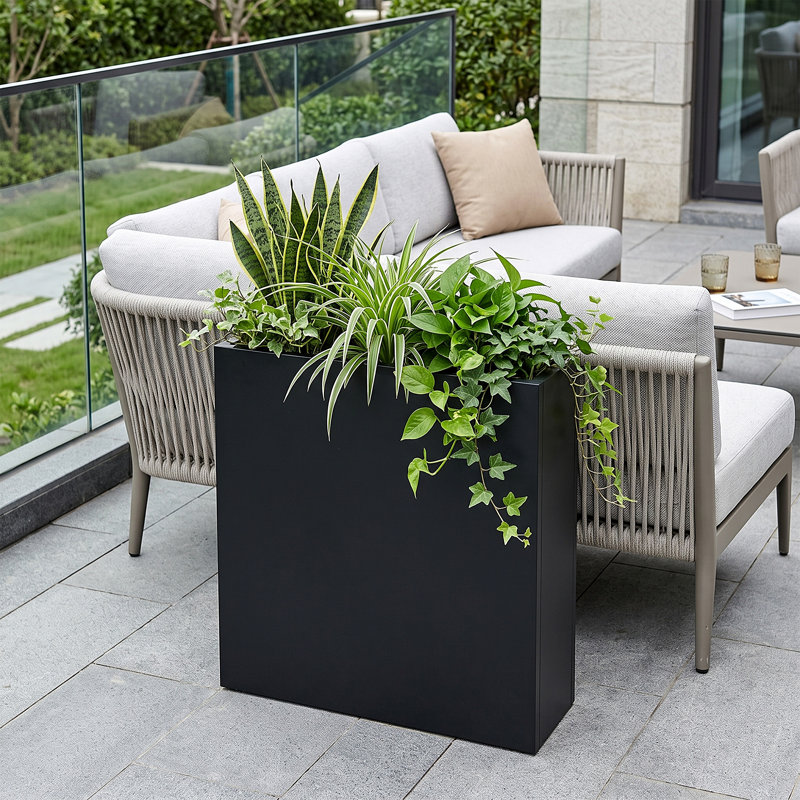 Jardinières rectangulaires en métal pour plantes d'extérieur, H 30 po x l 24 po x P 10 po