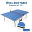 Table de ping-pong pliable de 2,74 m (9 pi) – Surface de jeu bleue et cadre noir, mode jeu pour l'entraînement en solo, roulettes et rangement compact
