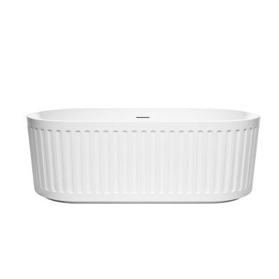 Carmela 67 Inch Freestanding Bathtub in White with Polished Chrome Drain and Overflow Trim