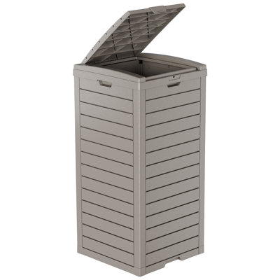 Light Brown Resin Step On Outdoor Trash & Recycling Bin - 30 Gallons