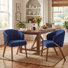 Chaises de salle à manger modernes, chaise d'appoint rembourrée en tissu avec pieds en bois pour la cuisine et la salle à manger, bleu marine