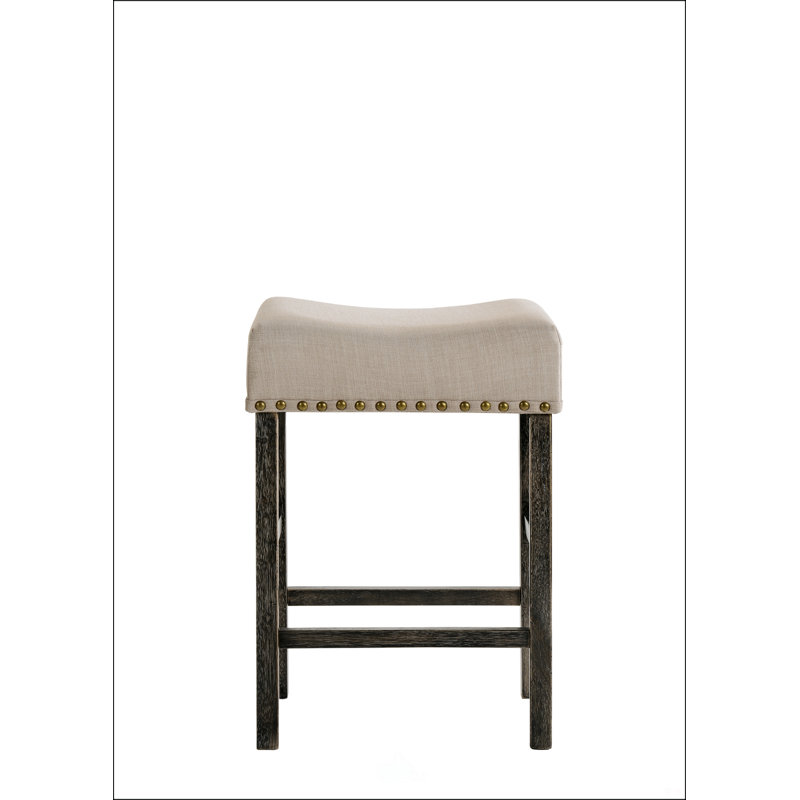 Tabouret à hauteur de comptoir en lin brun clair et gris vieilli