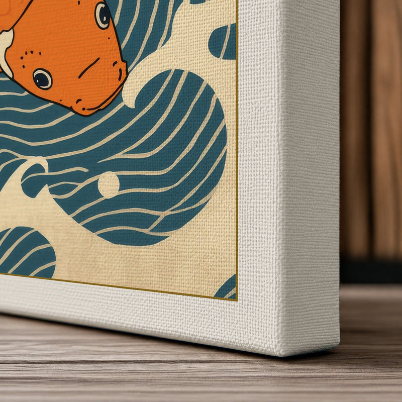 Koi in Motion Japandi - Wrapped Canvas, 18x12 - 45.7 x 30.5 cm, Cream Border
