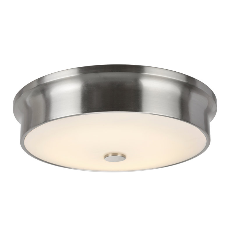 Plamond Glass LED Flush Mount, Satin Nickel