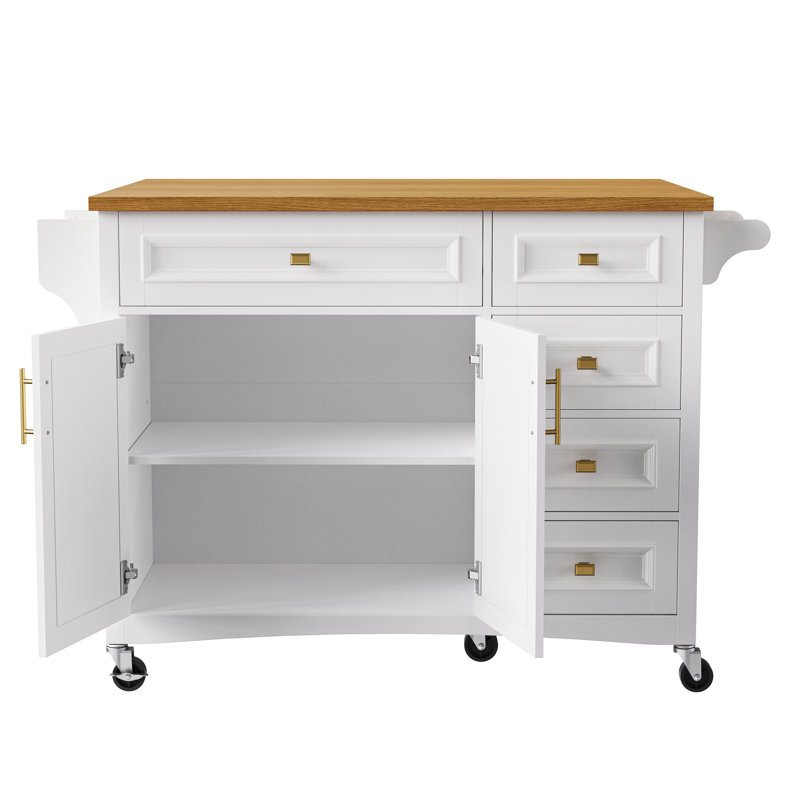 52'' Kitchen Island with Drop Leaf, White