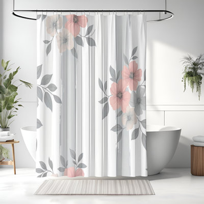 Rideau de douche avec tapis de bain