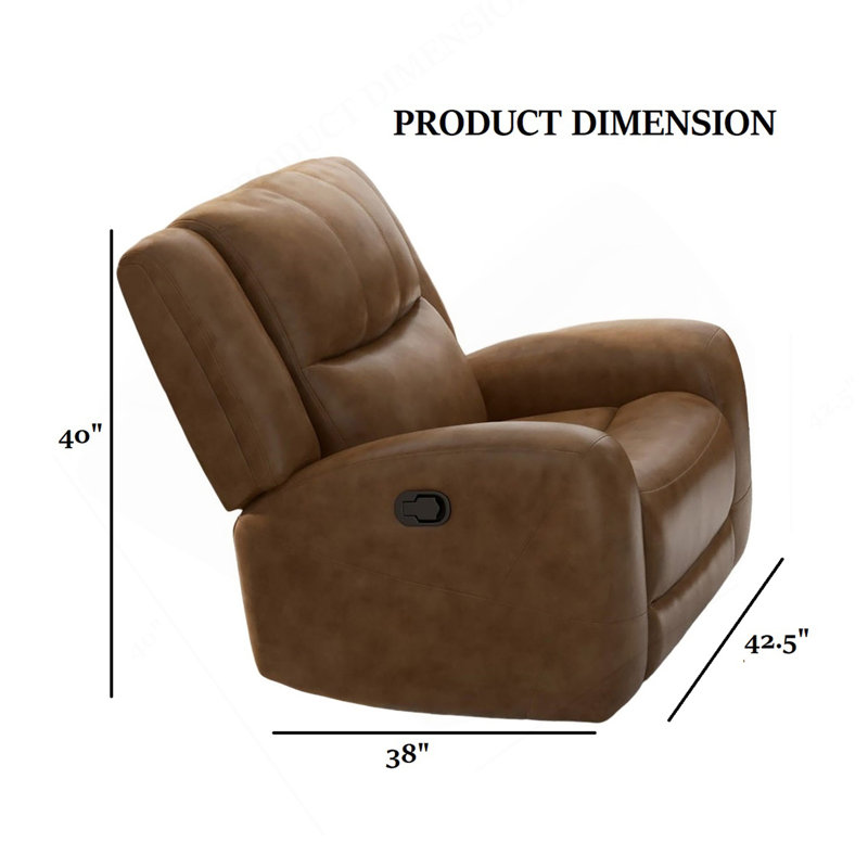 Fauteuil inclinable manuel en mousse à haute densité de style transitionnel avec accoudoirs à contour large et siège large au fini brun