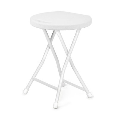 Chaise pliante robuste en acier robuste en plastique résistant à la charge de 600 lb avec siège antidérapant pour la maison et le bureau - blanc