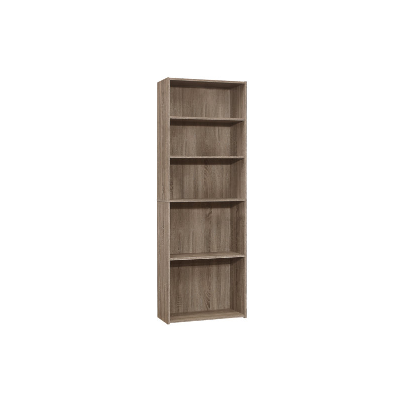 Bookshelf, Bookcase, 6 Tier, 72"H, Office, Bedroom, Laminate, Transitional, Taupe, (5 Shelves) 71.22" H x 24.72" W x 11.72" D