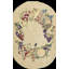 Antique Ivory Open Field Small Oval American Hooked Folk Art Rug