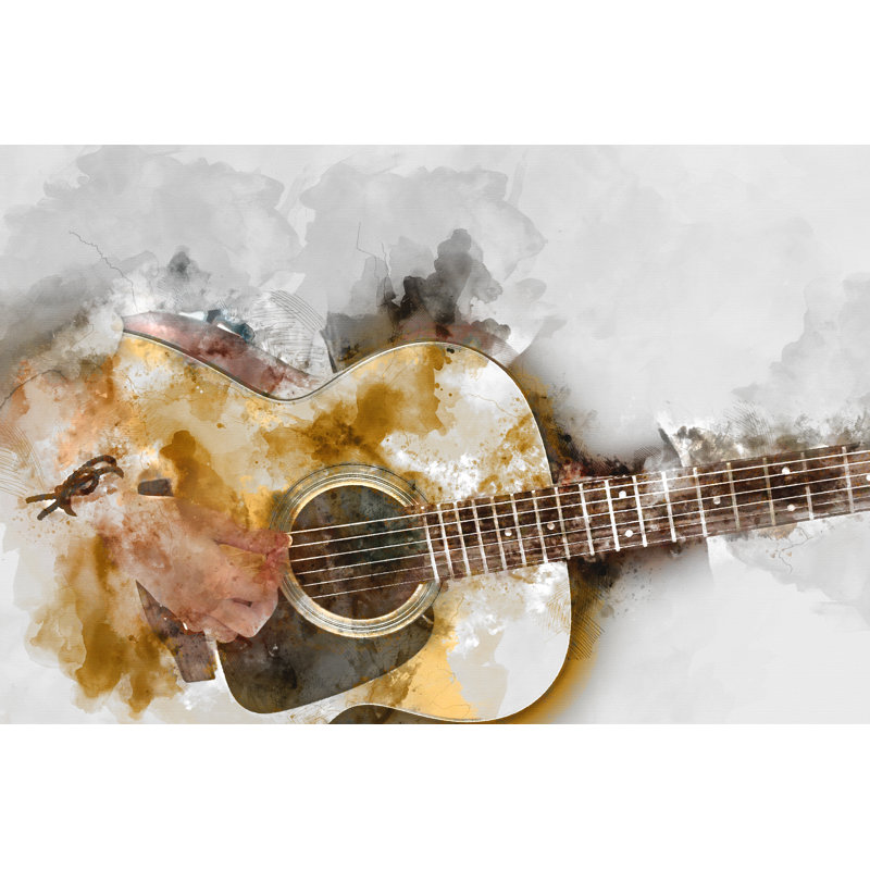 Abstract Guitar - Wrapped Canvas Print, 81cm H x 122cm W x 3.8cm D