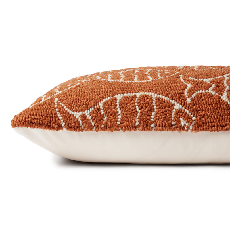 Orange Embroidered Fish Pattern 16" x 26" Pillow Cover