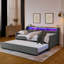Canapé-lit simple rembourré avec trois lumières à DEL, tête de lit réglable avec rangement, lit gigogne escamotable et base de chargement sans fil, cadre de canapé-lit rembourré en lin-790603789