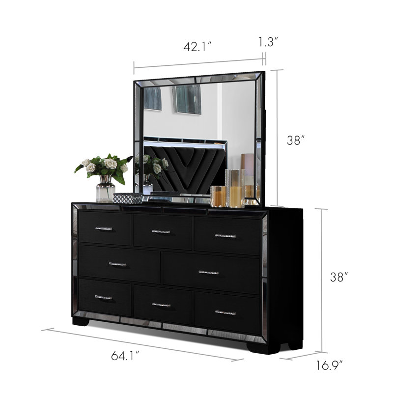 Commode double 8 tiroirs Shorehamby, Noir
