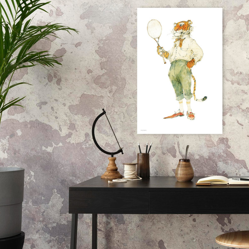 The Tennis Tiger, art contemporain, H 24 po x l 16 po