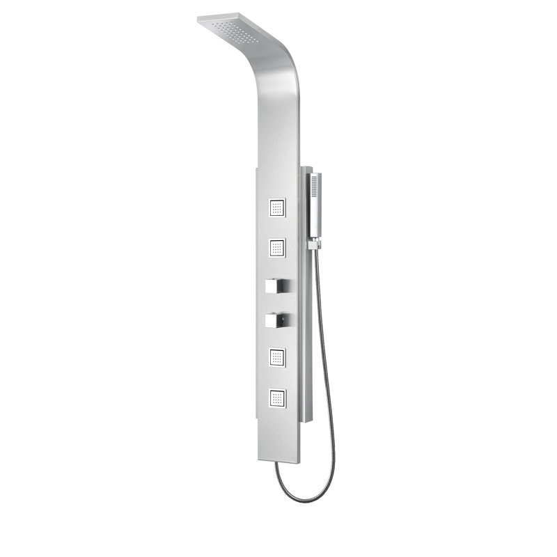 Visor Series 60'' Brushed Steel Shower Panel with Body Jets