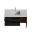 Meuble-lavabo 48 po en noyer avec lavabo à surface solide blanc brillant et tiroirs noirs doux, meuble-lavabo mural flottant pour salle de bain moderne, lavabo une pièce blanc brillant, pré-assemblé