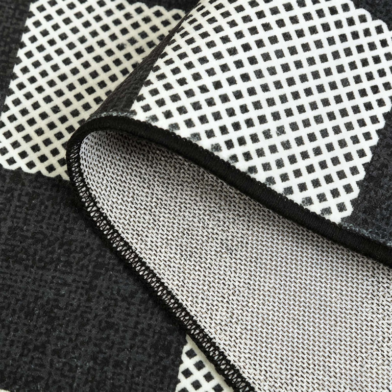 Tapis multicolore à carreaux lavable avec envers antidérapant, Noir, 8 x 10 pi