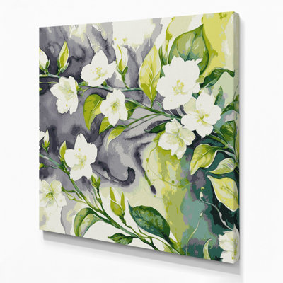 Botanical Jasmine Beige Canvas Wall Art