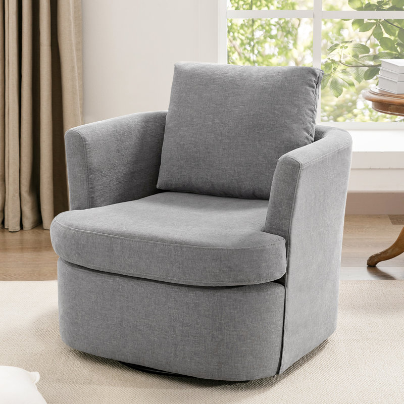 Fauteuil demi-tonneau pivotant de 32,3 po de largeur Jocqueline, Gris clair