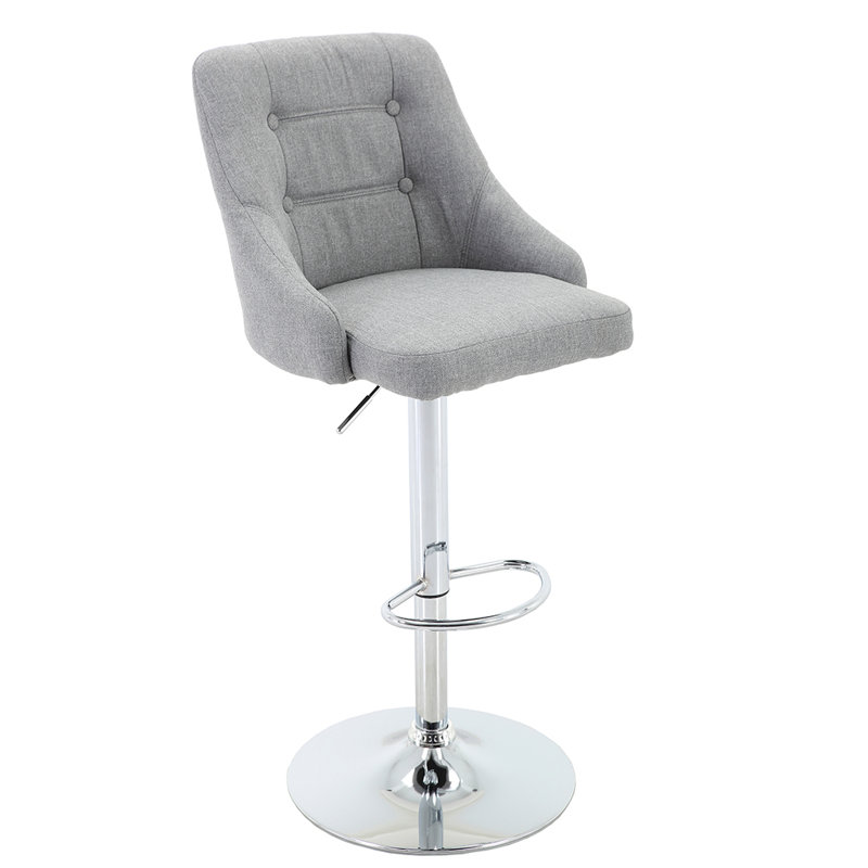 Annasha Swivel Upholstered Adjustable Height Counter Stool with Metal Frame, Grey