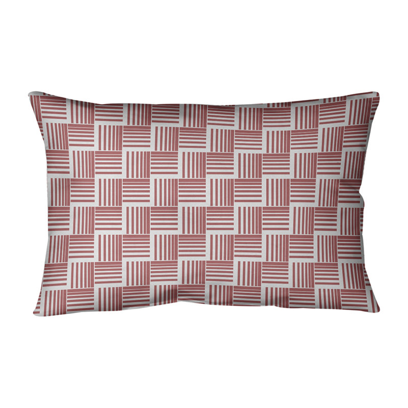 Coussin lombaire à rayures classiques Baskettressées, H 14 po x l 20 po, Pas de bourre, Rouge/blanc