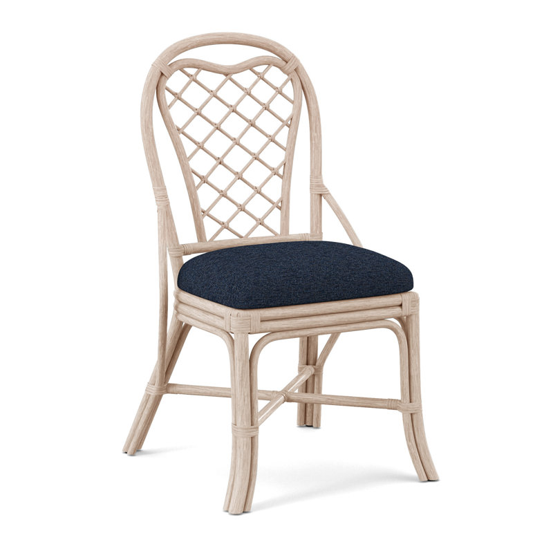 Trellis Back Side Dining Chair, Light Blue Performance Fabric; 0851-55, Bisque