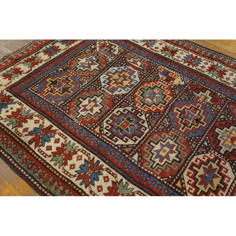 Hand Knotted Wool Geometric Area Rug in Multicolored