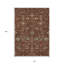 Tapis d'intérieur brun 10 pi x 14 pi à motif floral lavable brun et rouge