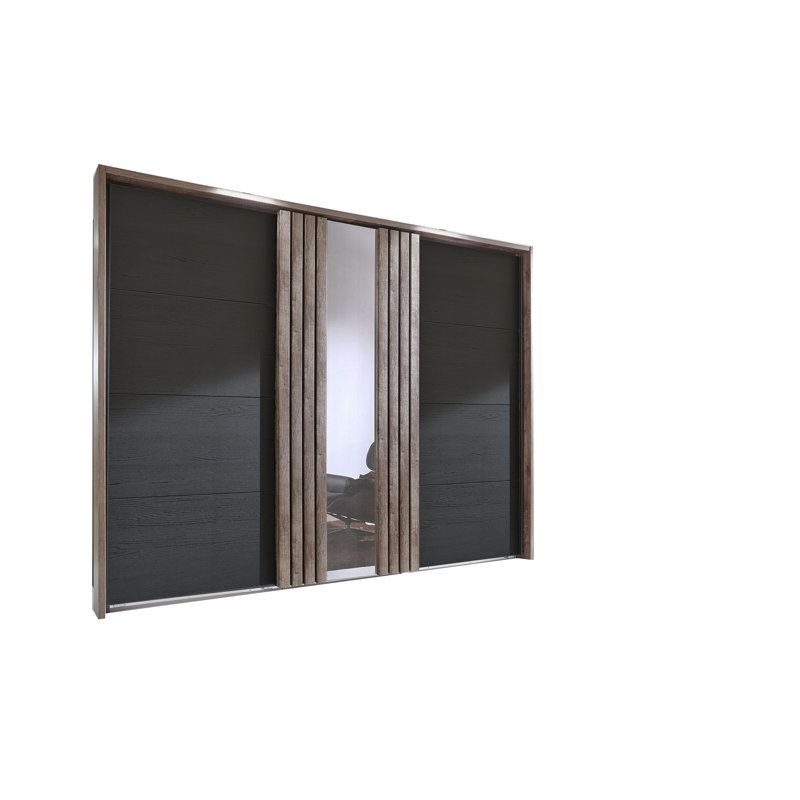 3 Door Manufactured Wood Wardrobe, Muddy Oak/Black Oak