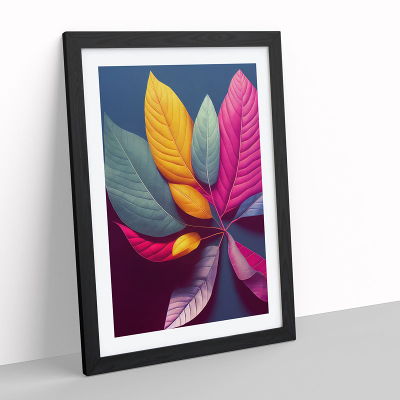 Colourful Leaves No.4 - Single Picture Frame Print, Black Framed, 34cm H x 25cm W x 2cm D