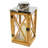 13.5" Rustic Wood and Stainless Steel Lantern with LED Flameless Pillar Candle with Timer