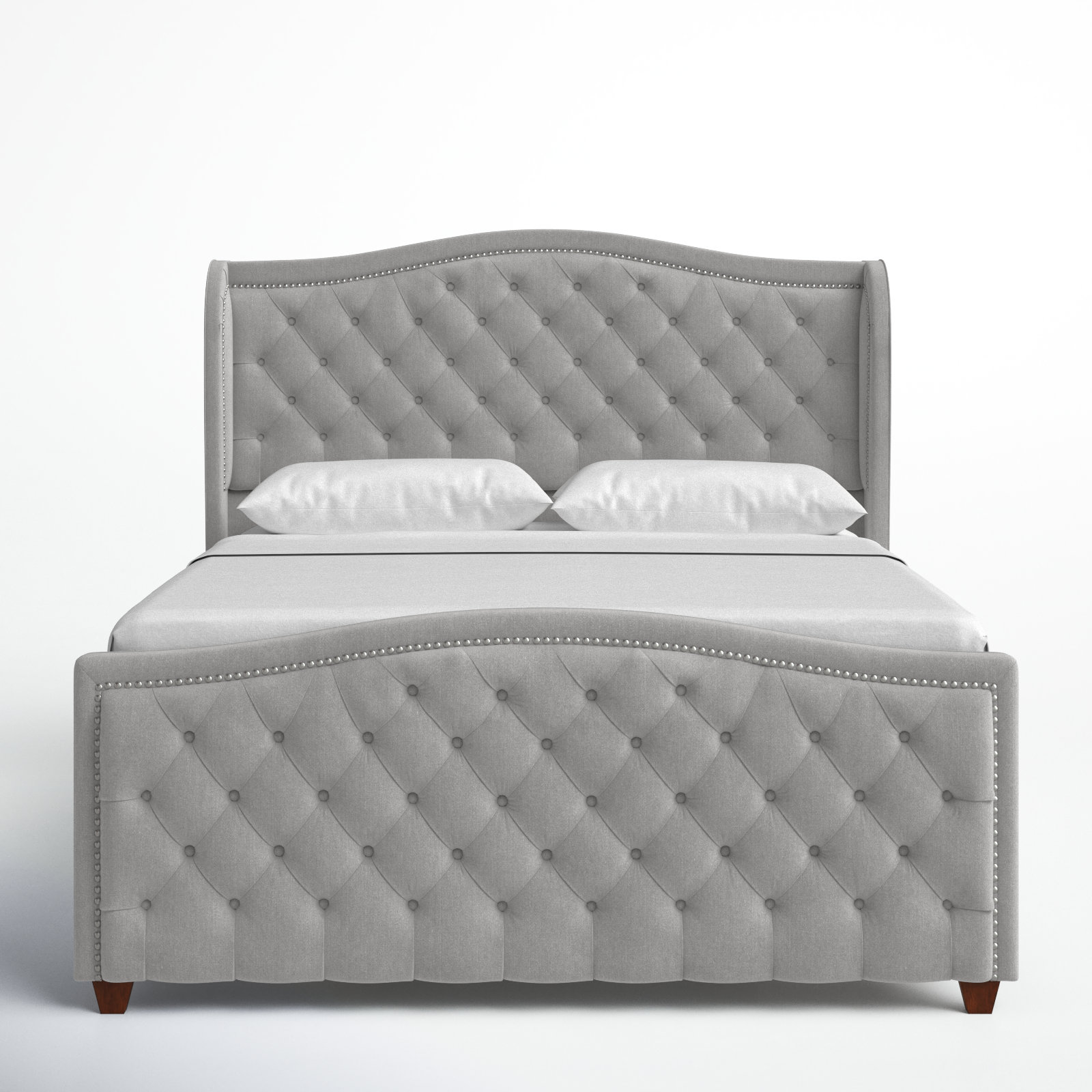 Coleman Upholstered Wingback Bed, Silver Gray Velvet, Queen