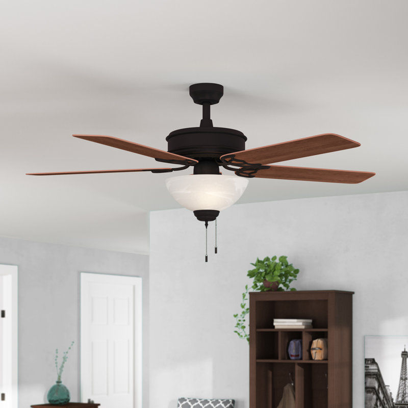 Gholson 52'' Ceiling Fan with LED Lights, Oiled Bronze with Maple/Walnut Blades