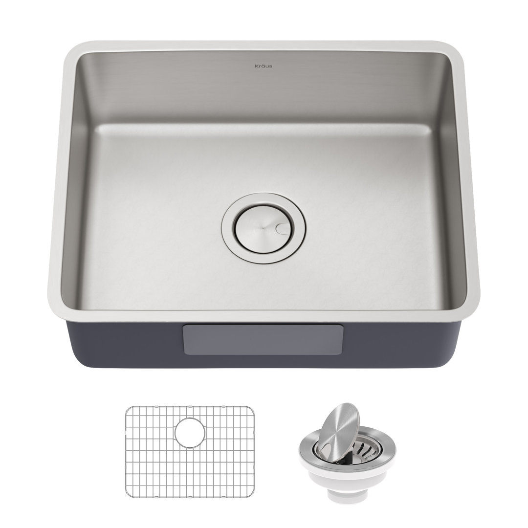 Dex™️ Series KRAUS 21" L Undermount 16 Gauge Stainless Steel Single Bowl Kitchen Sink Kraus