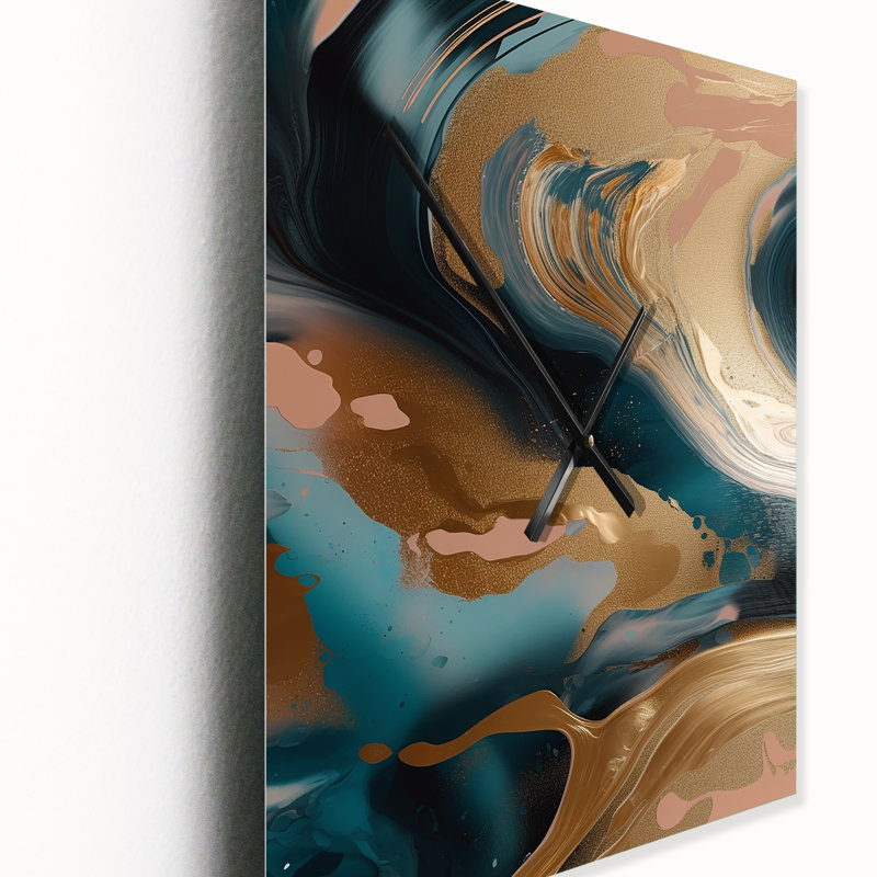 Jalayiah - Abstract Marble Modern Wall Clock, 40" H x 30" W x 1" D