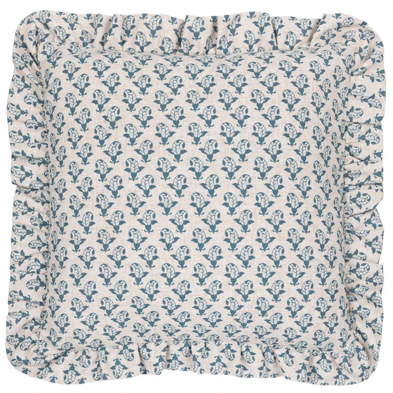 Floral Square Cushion Cover, Blue