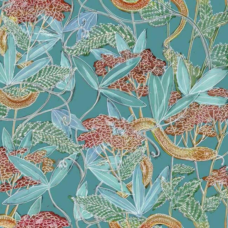 Floral Wallpaper Double Roll, Jade