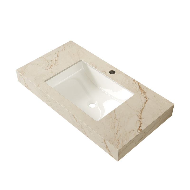 Vasque en céramique avec 1 trou pré-percé standard pour robinetterie, Single Hole Faucet