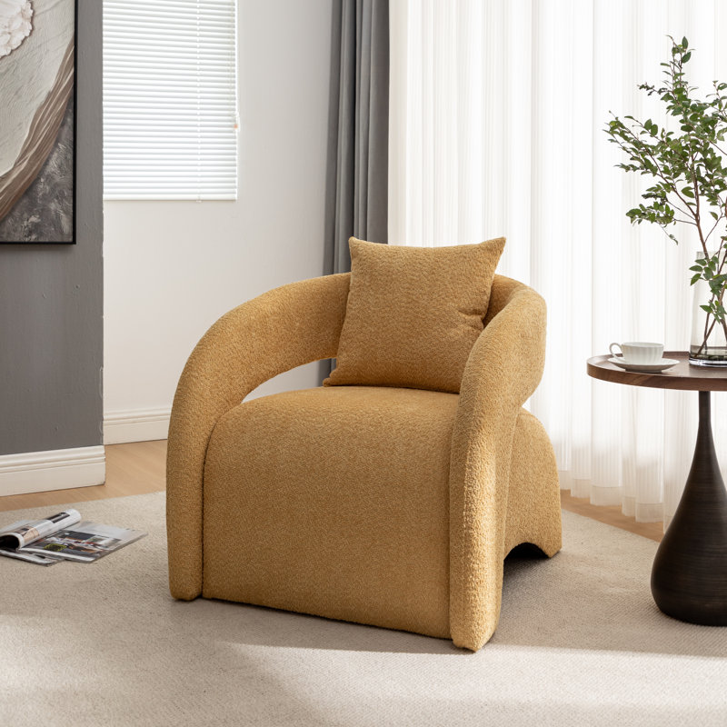 Hijinio Upholstered Armchair, Yellow Polyester Blend