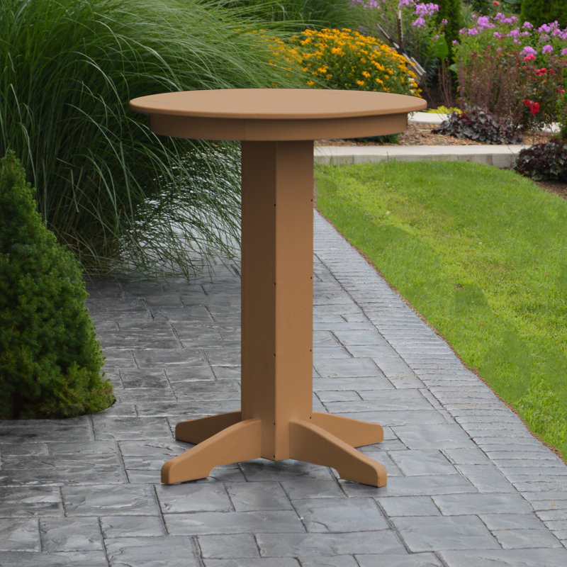Nettie Round Outdoor Bar Table With Umbrella Hole , in. W in. D, Cedar, 33" L x 33" W